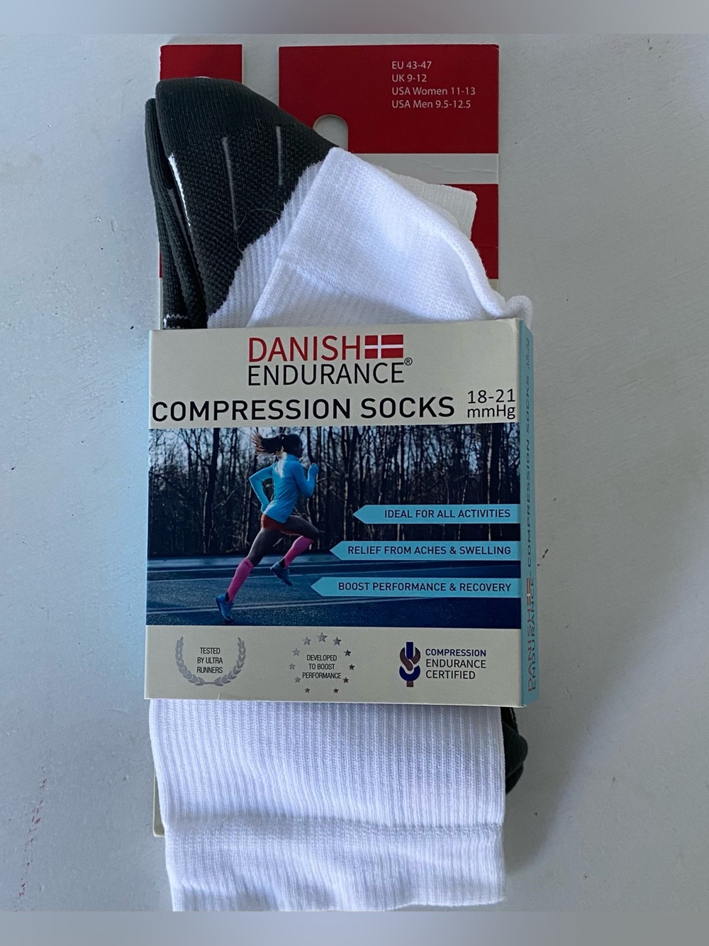 Danish Endurance Compression Socks Men 9.5-12.5 Women 11-13 White 18-21 Mm Hg